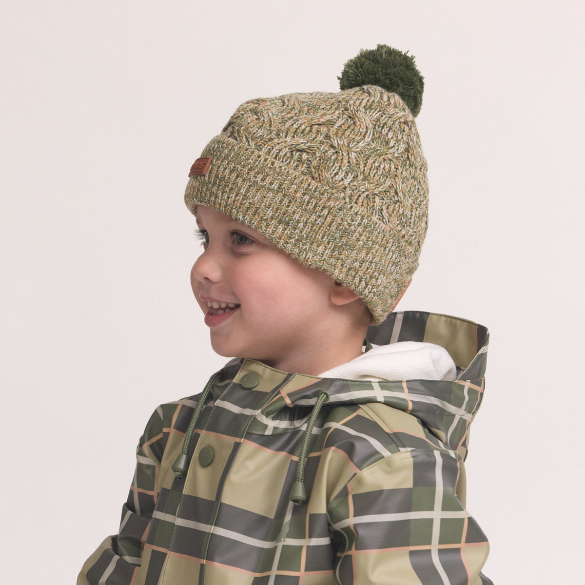Pom Pom Beanie (Olive Speckle)