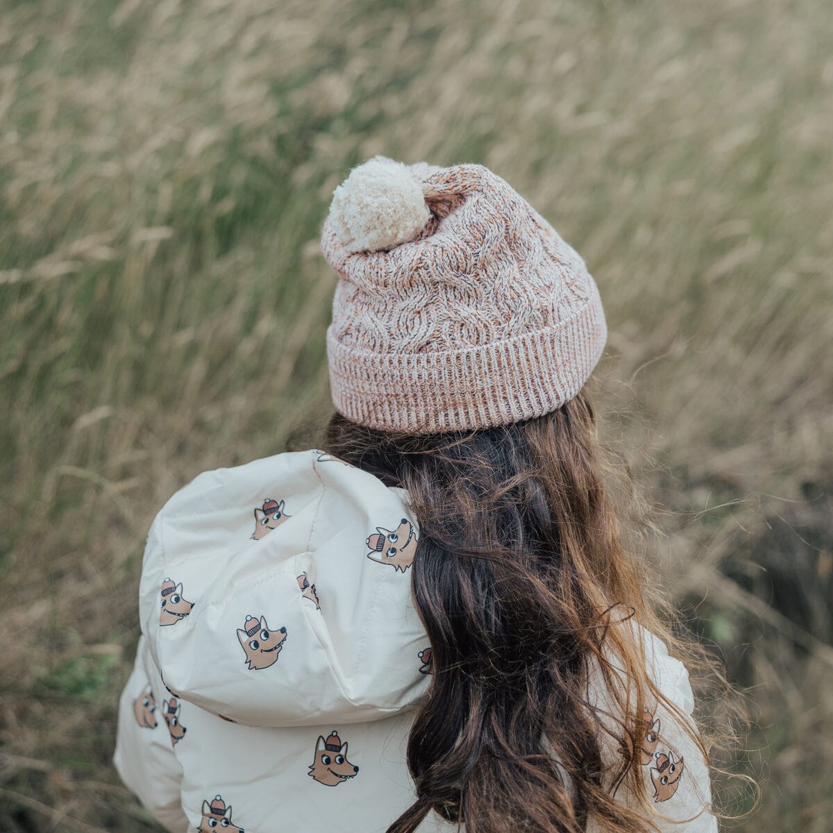 Pom Pom Beanie (Blush Speckle)