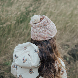 Pom Pom Beanie (Blush Speckle)