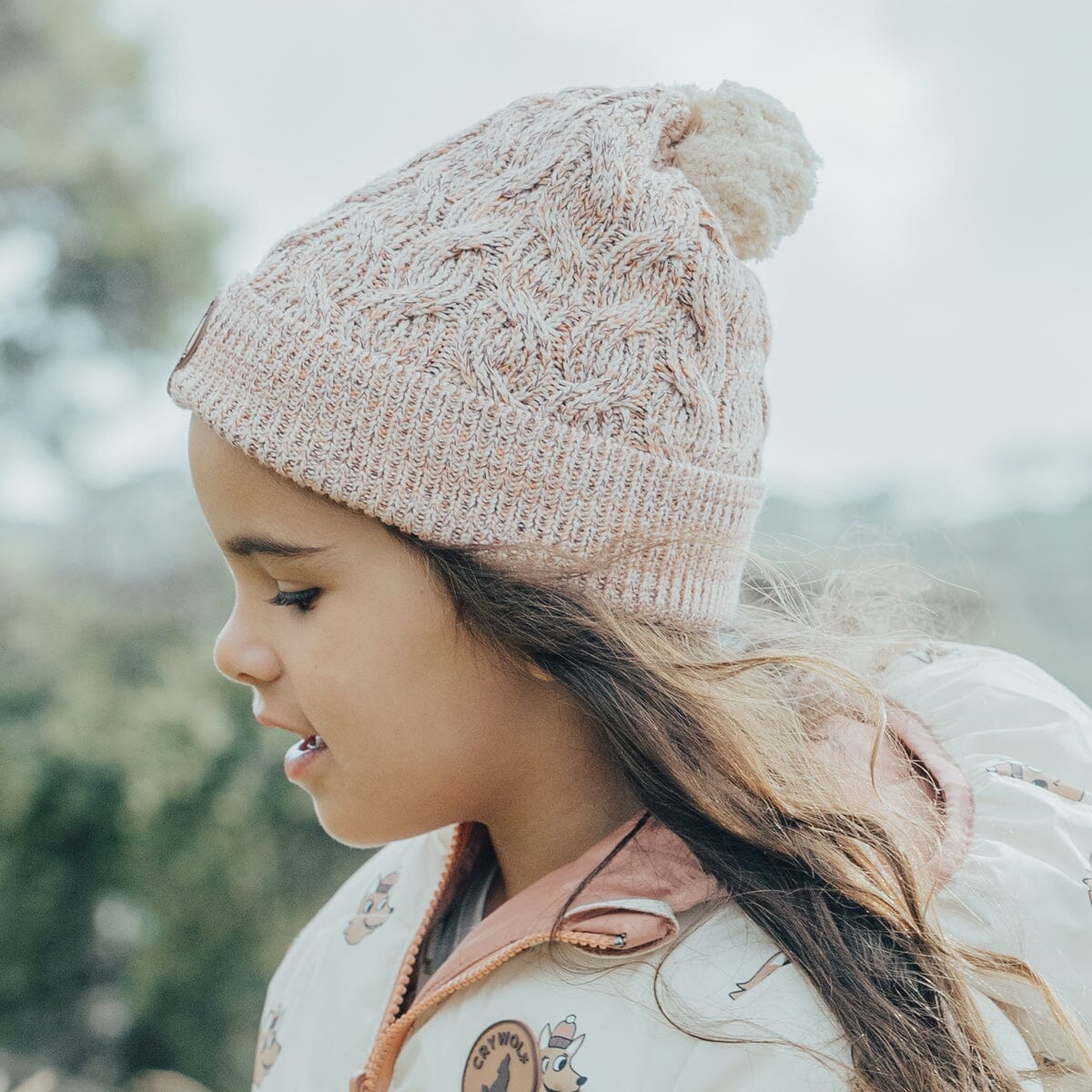 Pom Pom Beanie (Blush Speckle)
