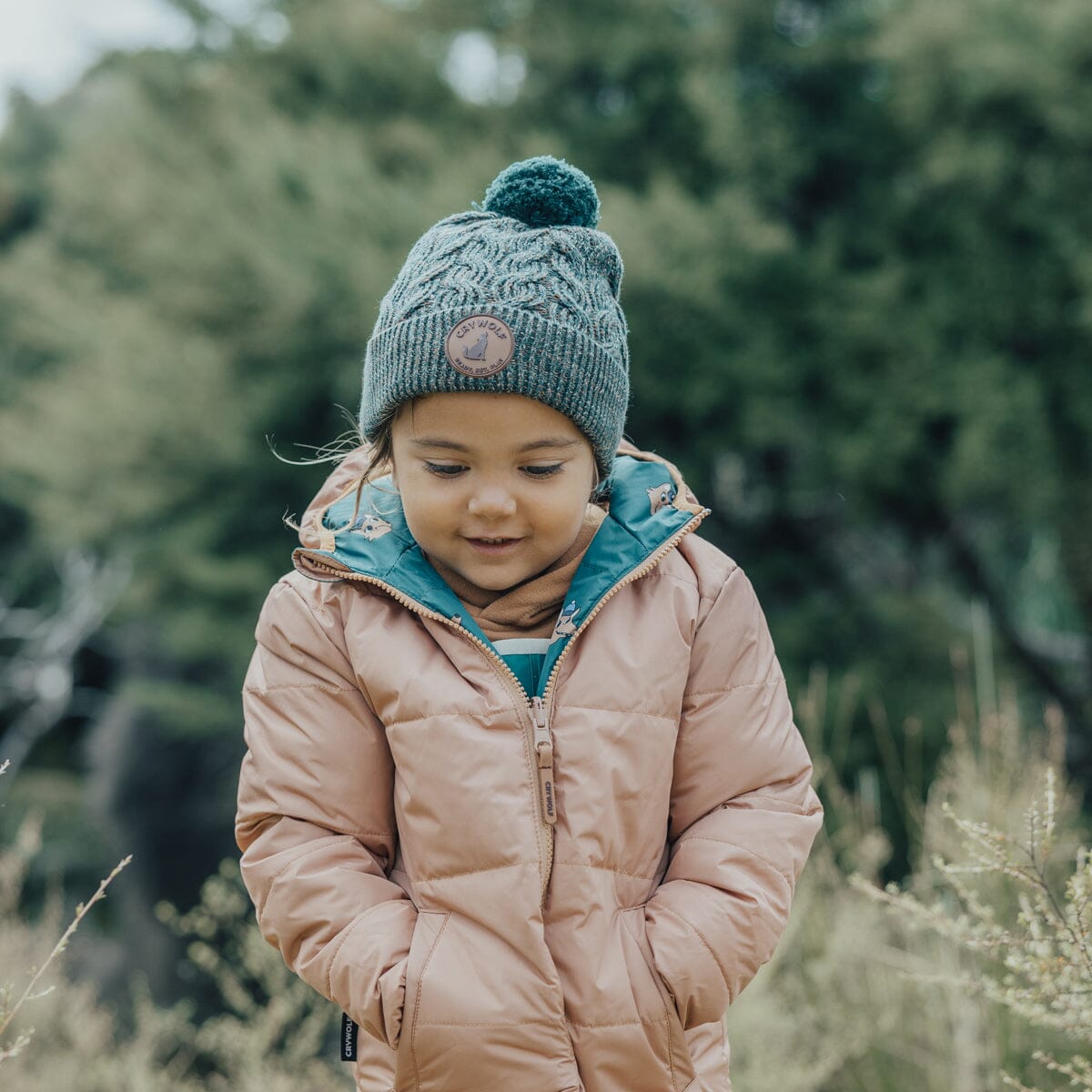 Pom Pom Beanie (Forest Speckle)