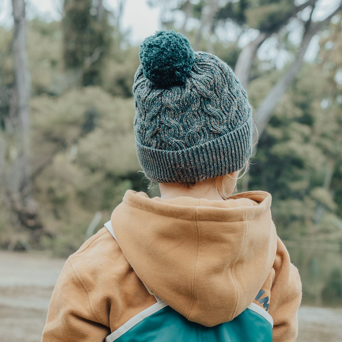 Pom Pom Beanie (Forest Speckle)