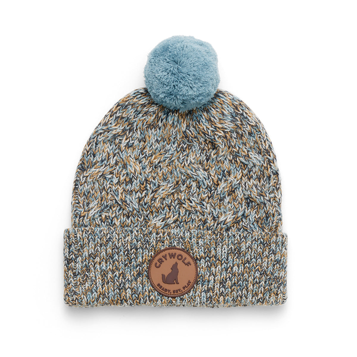 Pom Pom Beanie (Blue Speckle)