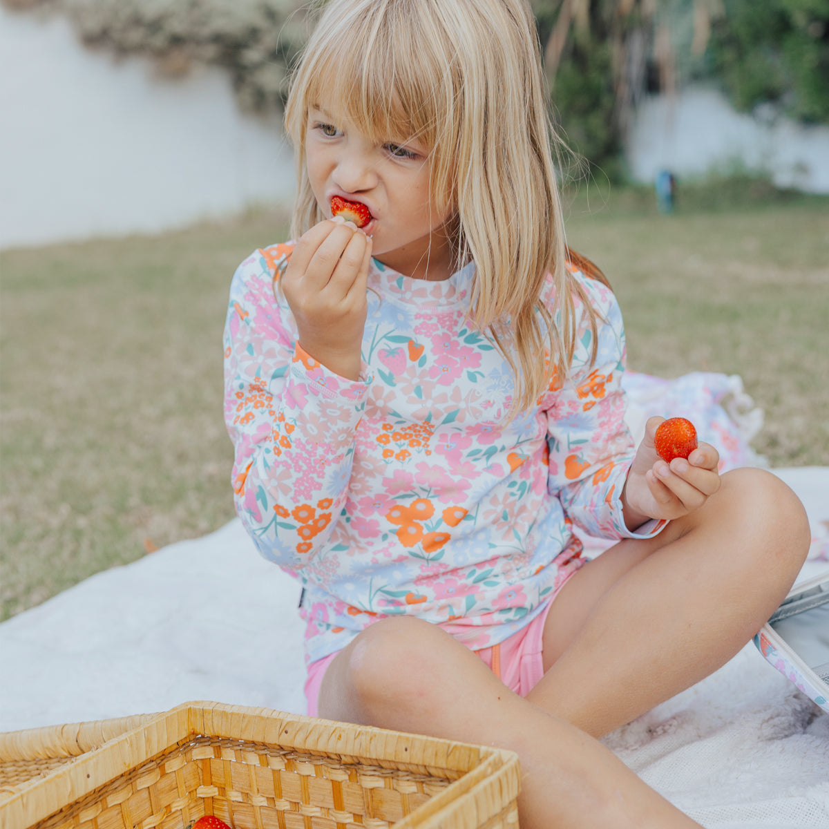 Long Sleeve Rash Vest (Berry Garden)