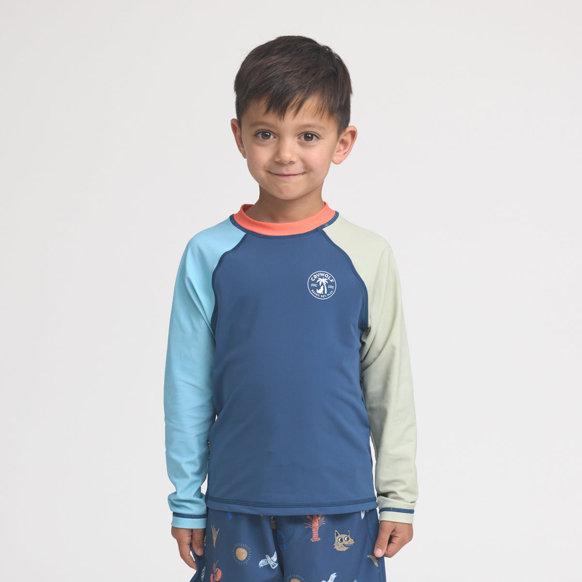 Long Sleeve Rash Vest (Ocean Colourblock)