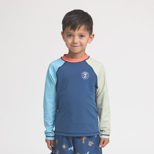 Long Sleeve Rash Vest (Ocean Colourblock)