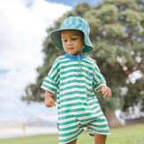 Sun Smart Romper (Sea Green Stripe)