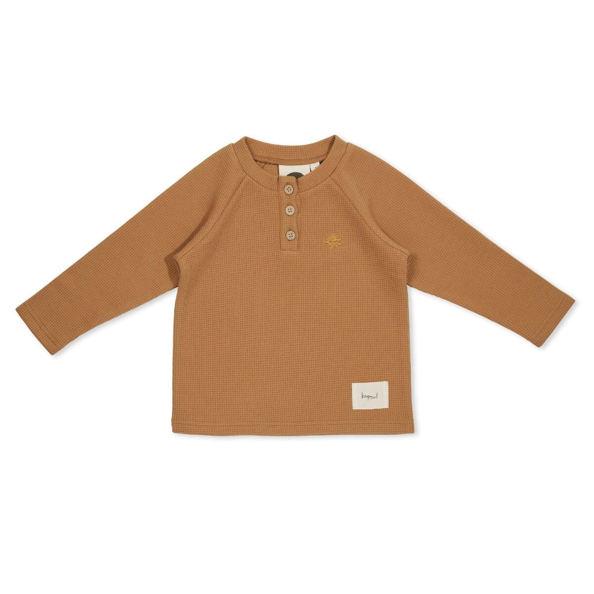 Caramel Waffle Henley LS Top