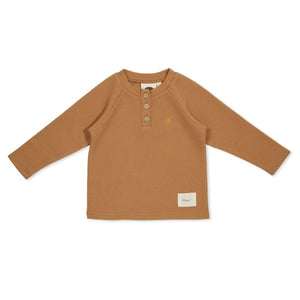 Caramel Waffle Henley LS Top