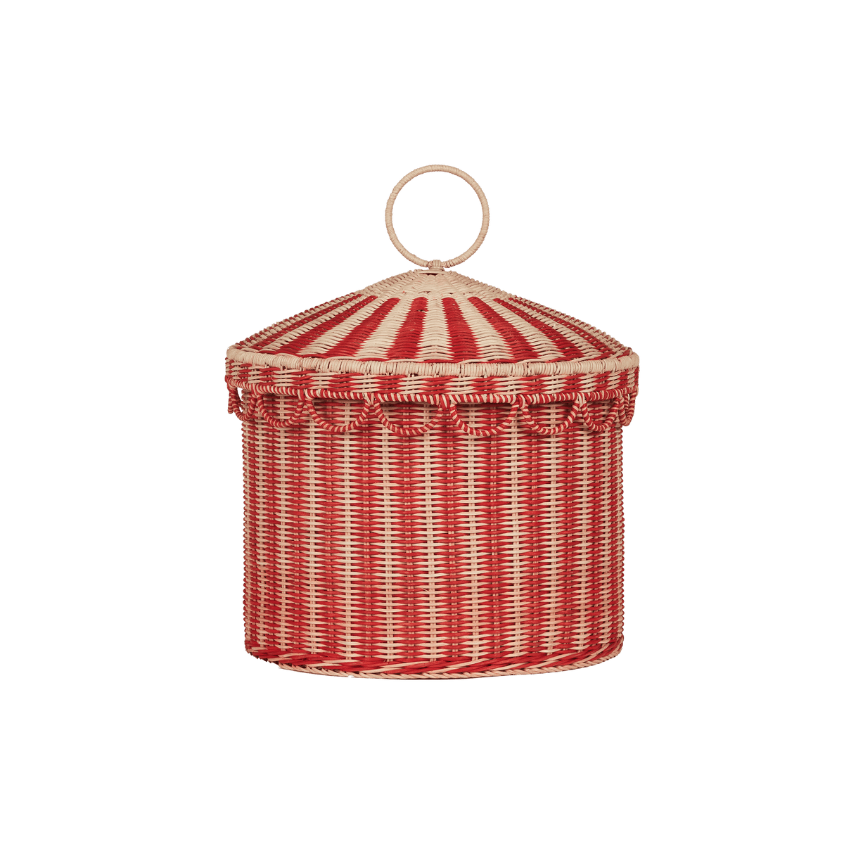 Circus Tent Toy Basket (Red & Straw)