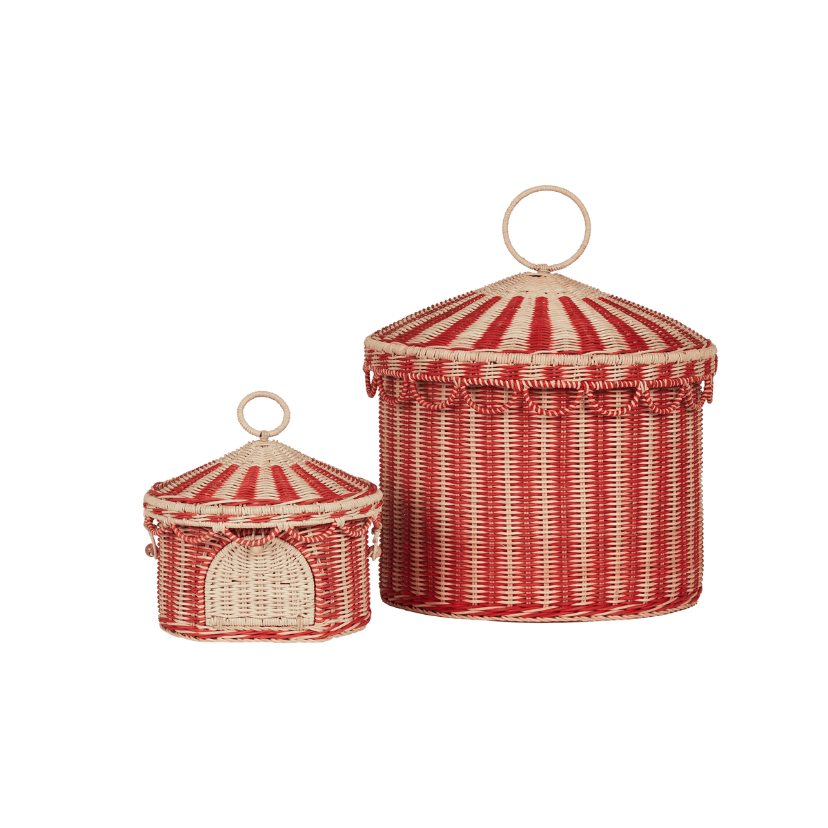 Circus Tent Toy Basket (Red & Straw)