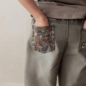 Cartoon Skulls Denim Shorts