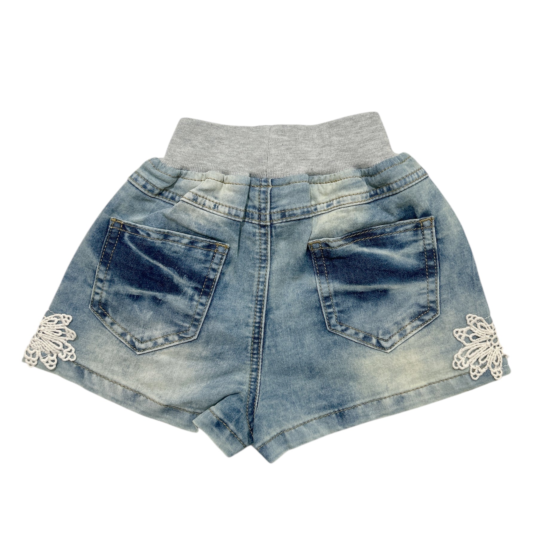 Lace Patch Denim Shorts