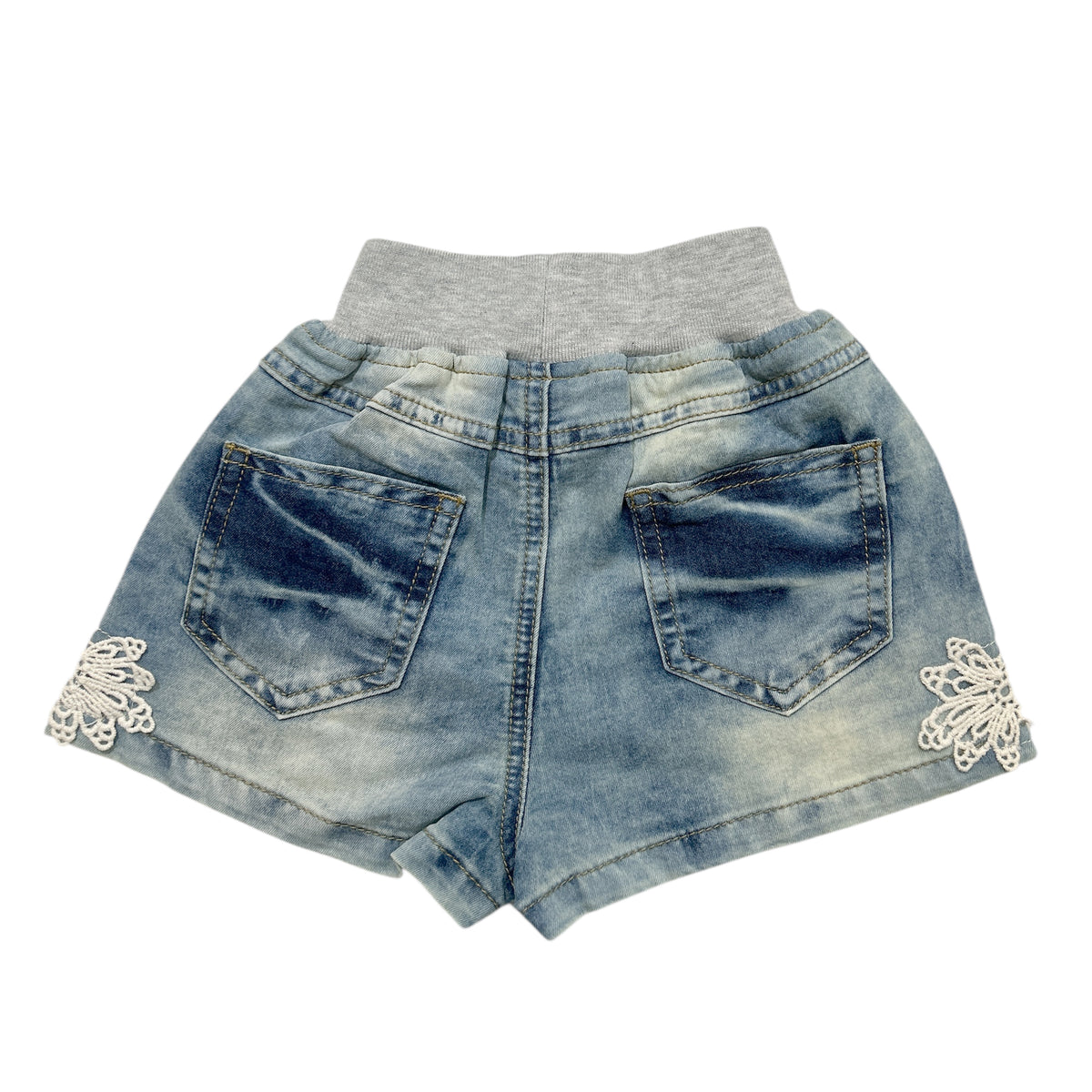 Lace Patch Denim Shorts