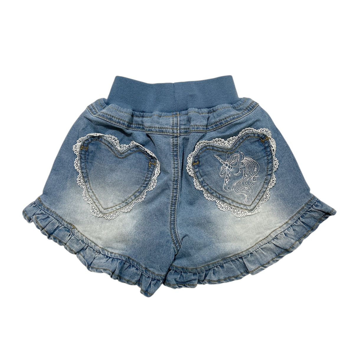 Unicorn Frill & Lace Denim Shorts