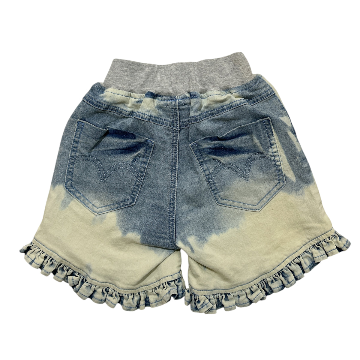 Acid Wash Frill Denim Shorts