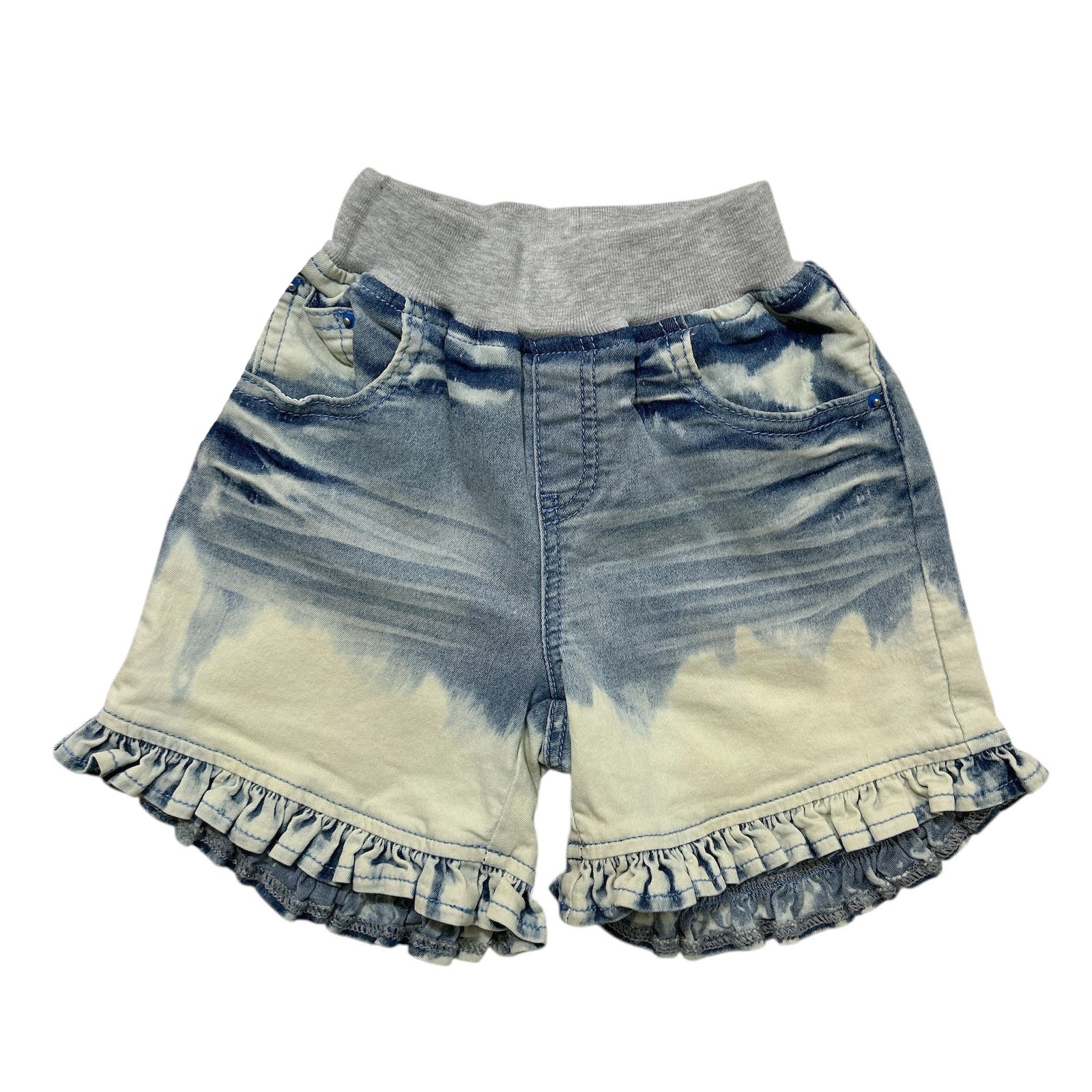 Acid Wash Frill Denim Shorts