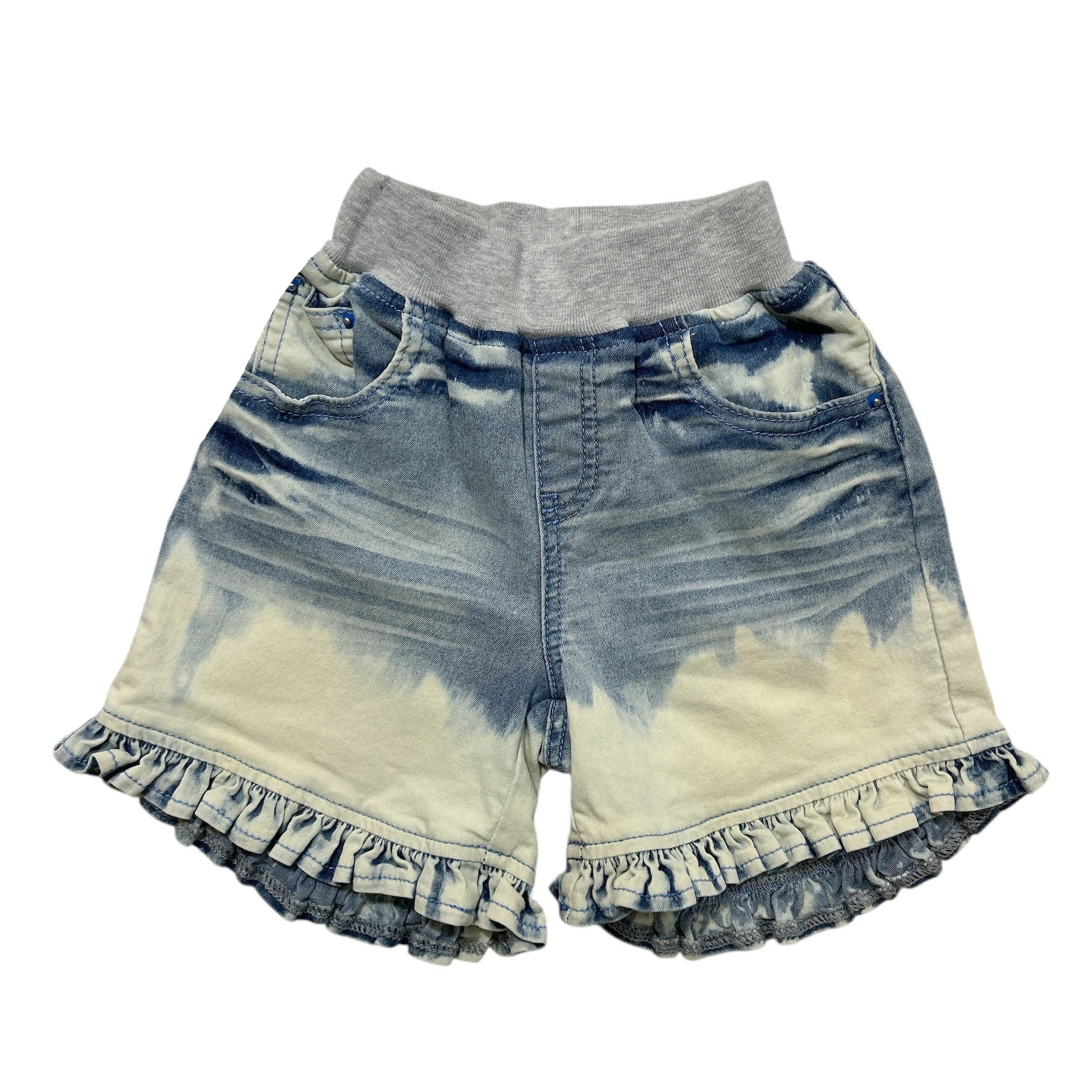 Acid Wash Frill Denim Shorts