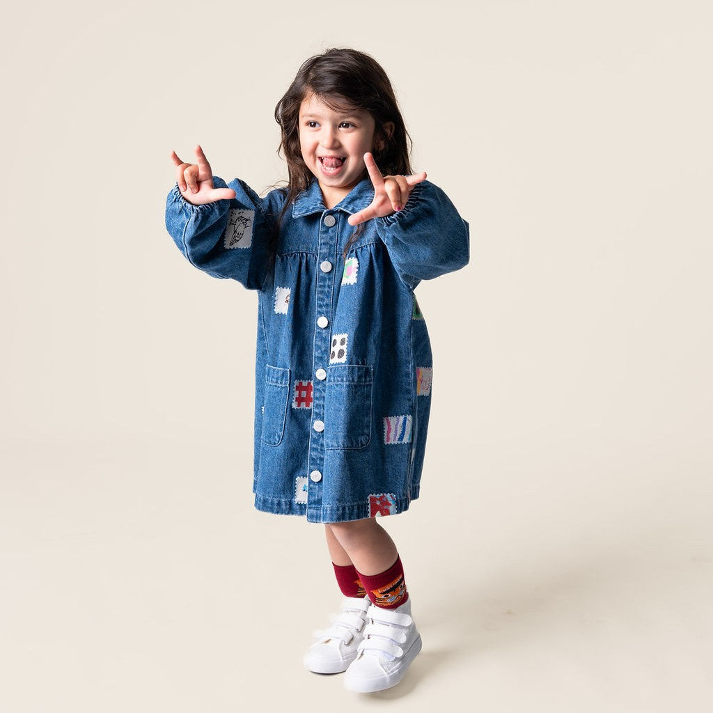 Denim Smock Dress (Stamps)