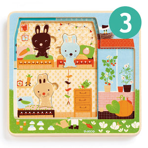 Rabbit 3 Layer Wooden Puzzle