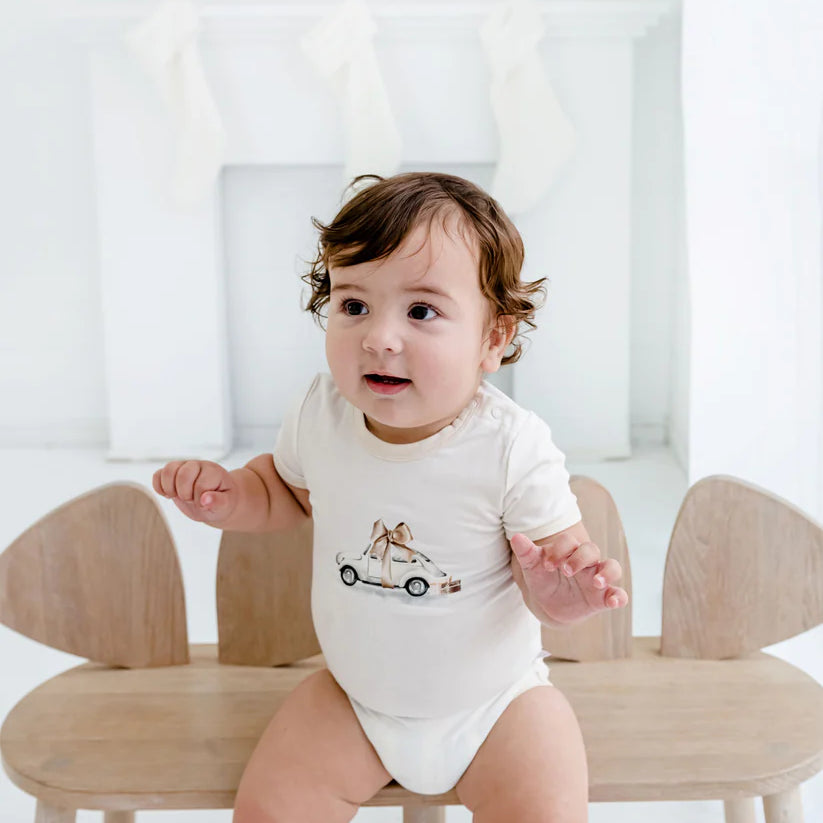 Beetle Bow Bodysuit - Eggnog