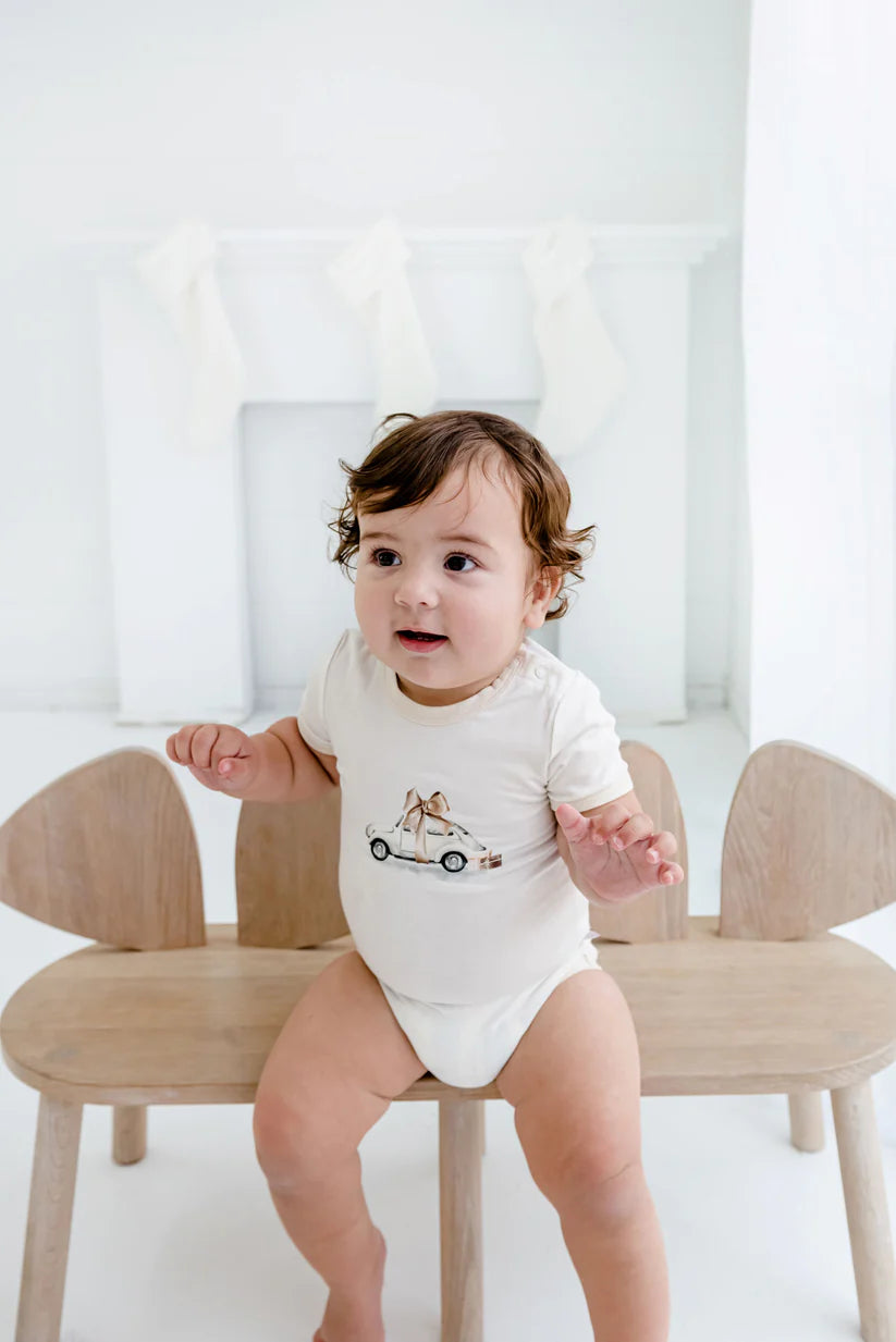 Beetle Bow Bodysuit - Eggnog