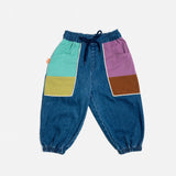 Denim Barrel Pants (Colour Block)