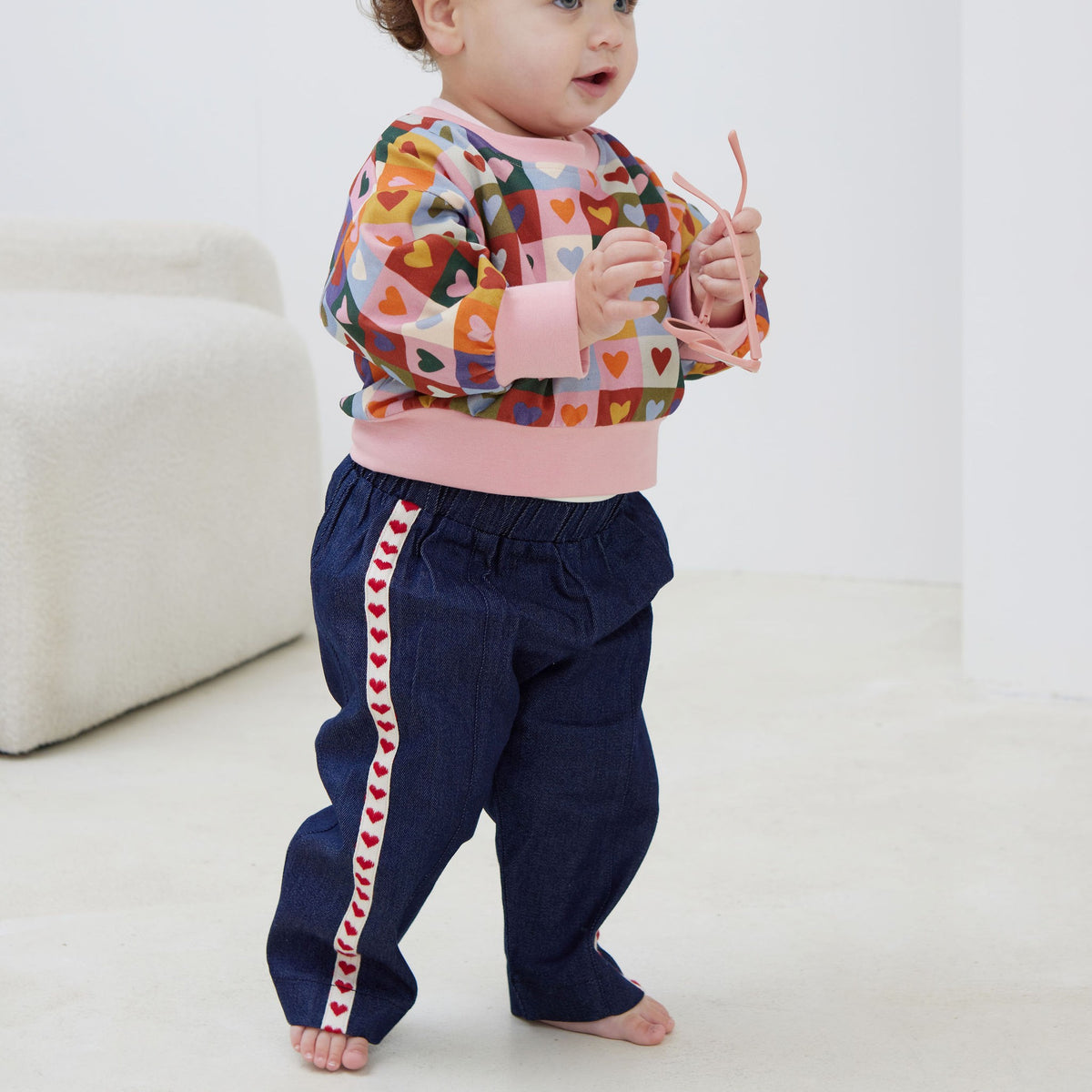 Heart Checkboard Oversized Jumper