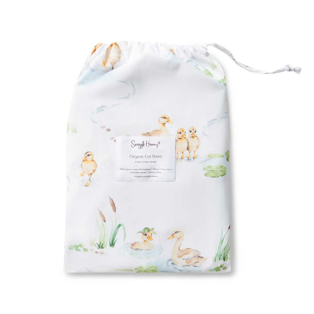 Duck Pond Organic Fitted Cot Sheet