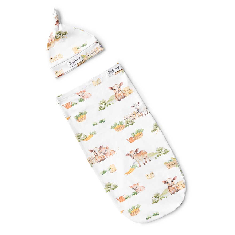 Farm Organic Snuggle Swaddle & Beanie Set
