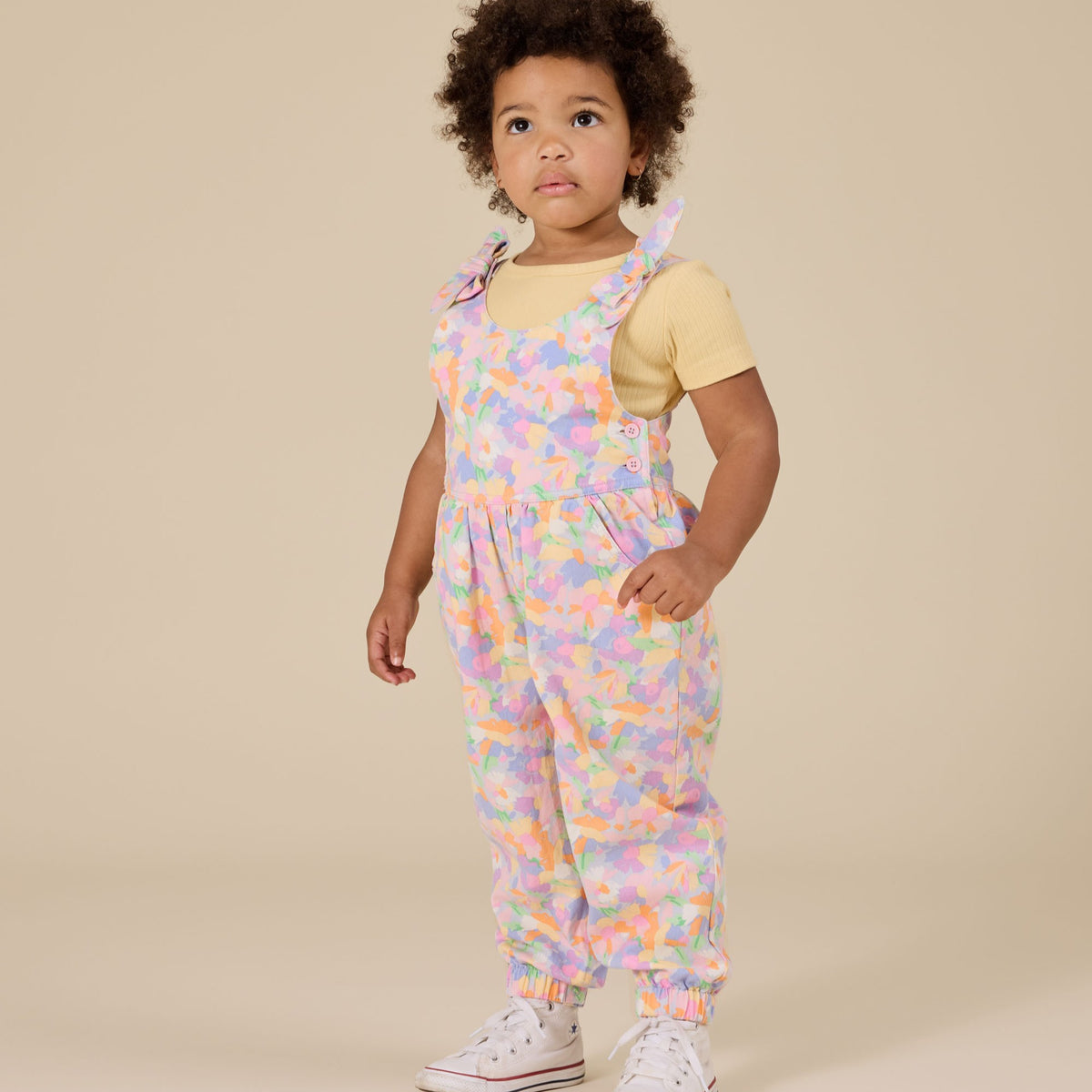 Pastel Bouquet Tiffany Tie Overalls