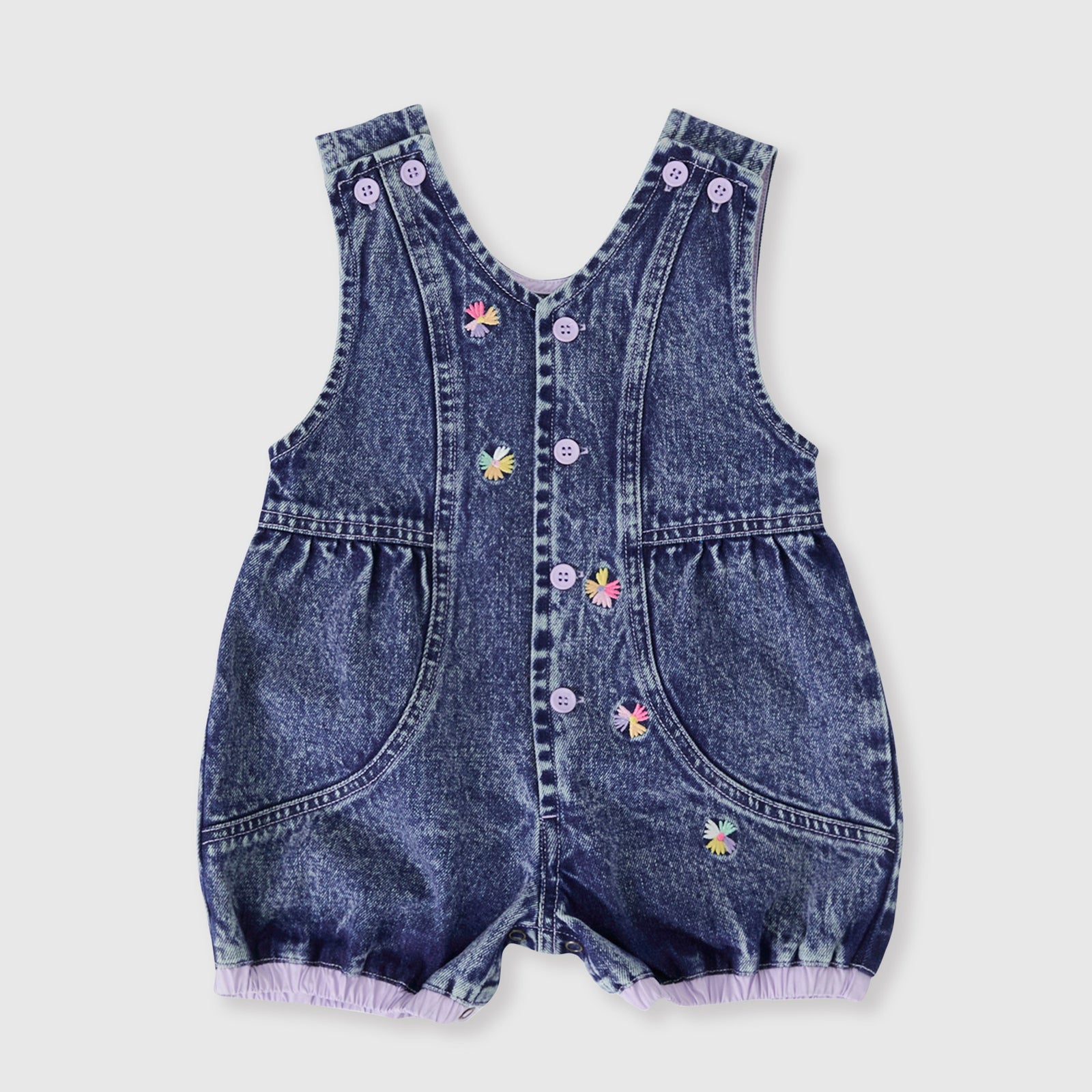 Nina Pastel Petals Denim Romper