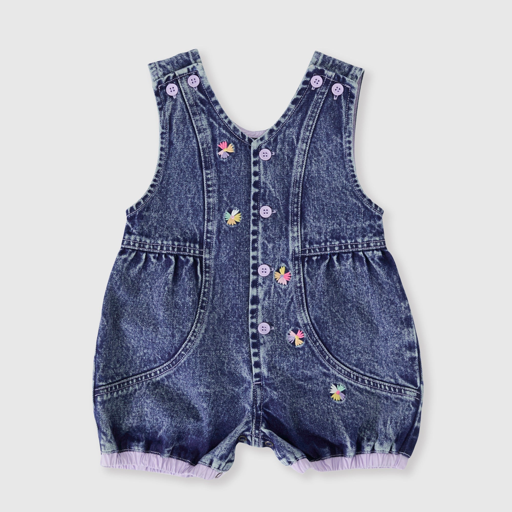 Nina Pastel Petals Denim Romper