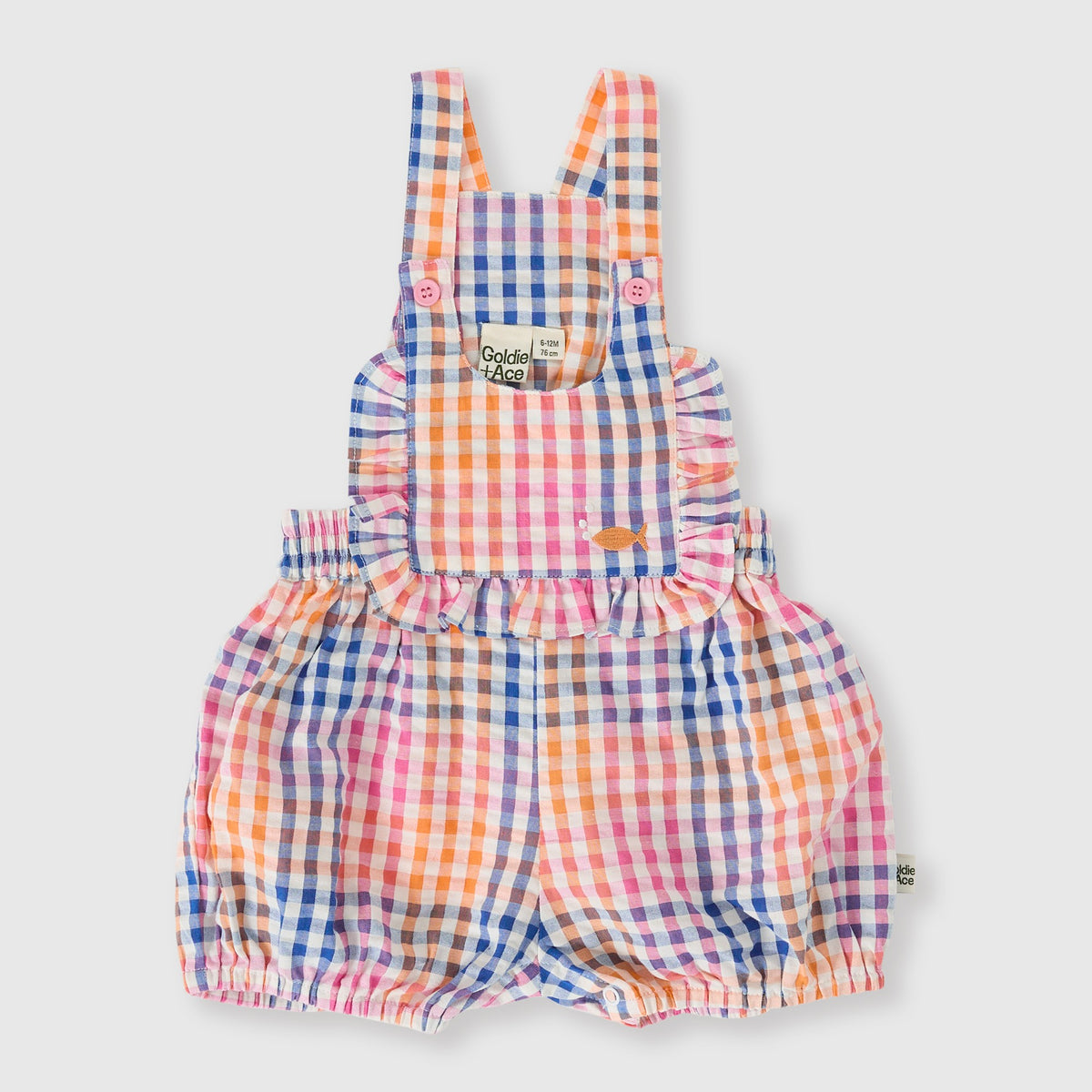 Rainbow Gingham Bubble Frill Romper