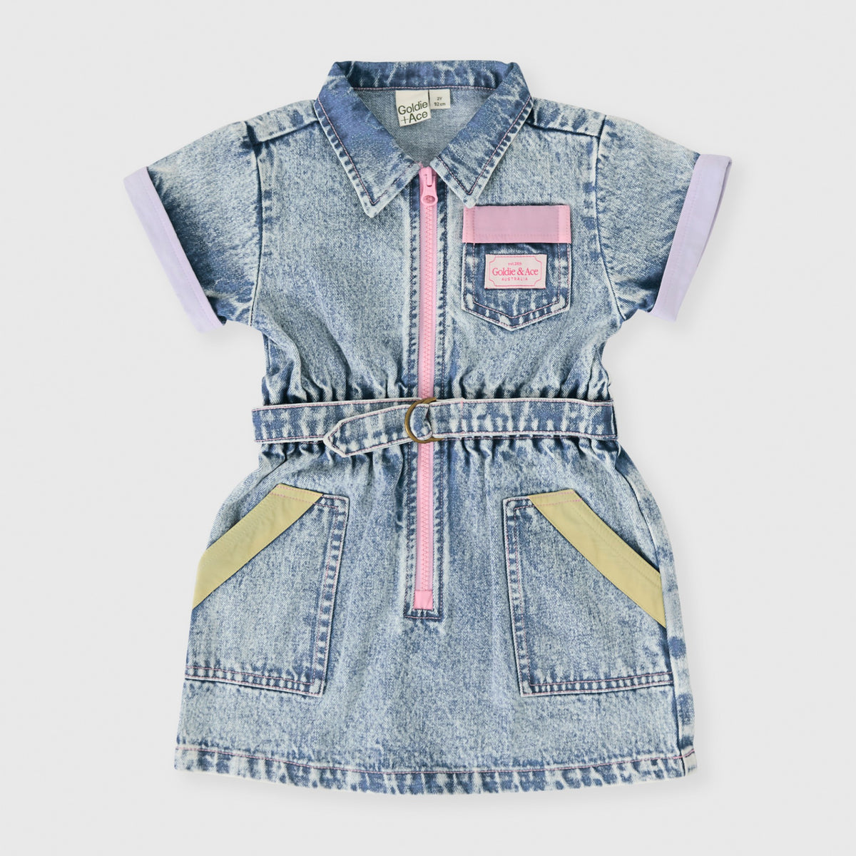 Pastel Pop Piper Denim Belted Dress