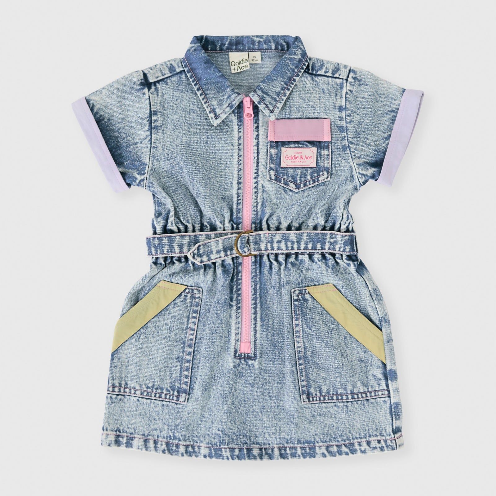 Pastel Pop Piper Denim Belted Dress