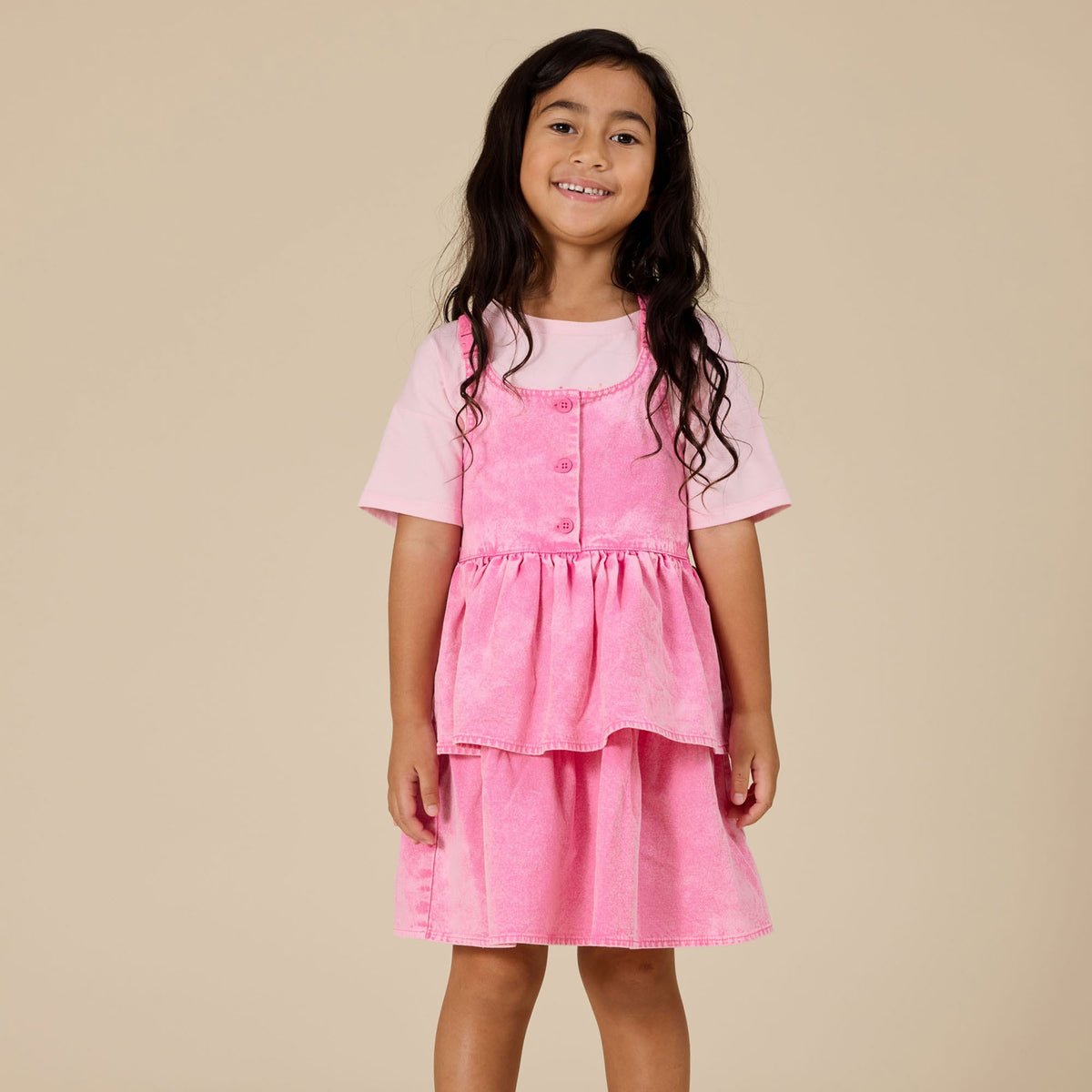 Saskia Denim Frill Pinafore Dress