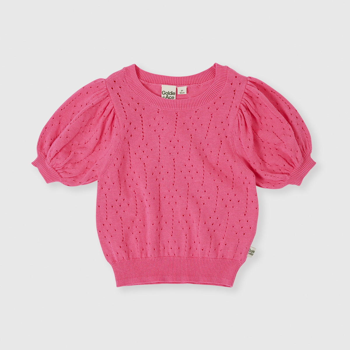 Pointelle Puff Knit Top