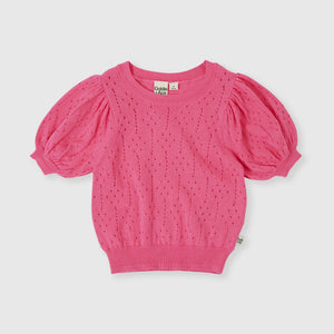 Pointelle Puff Knit Top