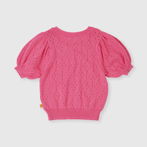 Pointelle Puff Knit Top