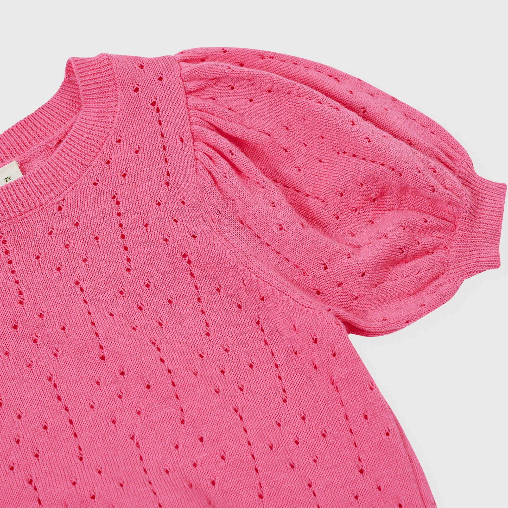 Pointelle Puff Knit Top