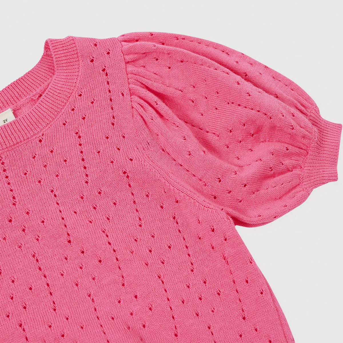 Pointelle Puff Knit Top