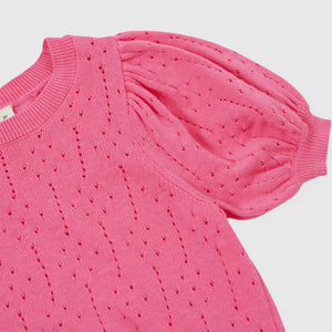 Pointelle Puff Knit Top