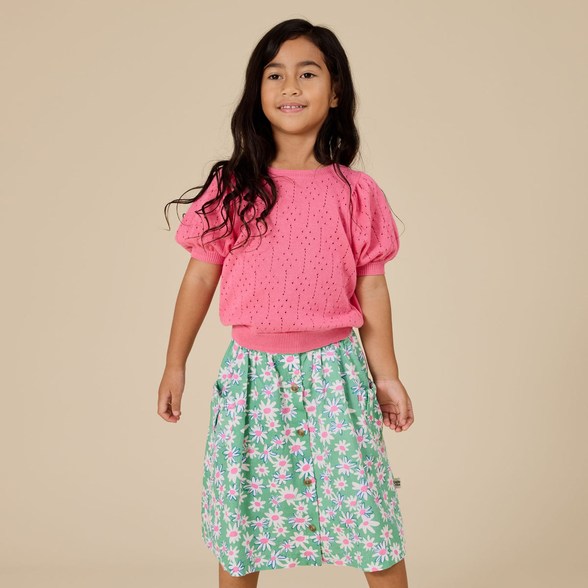 Pointelle Puff Knit Top