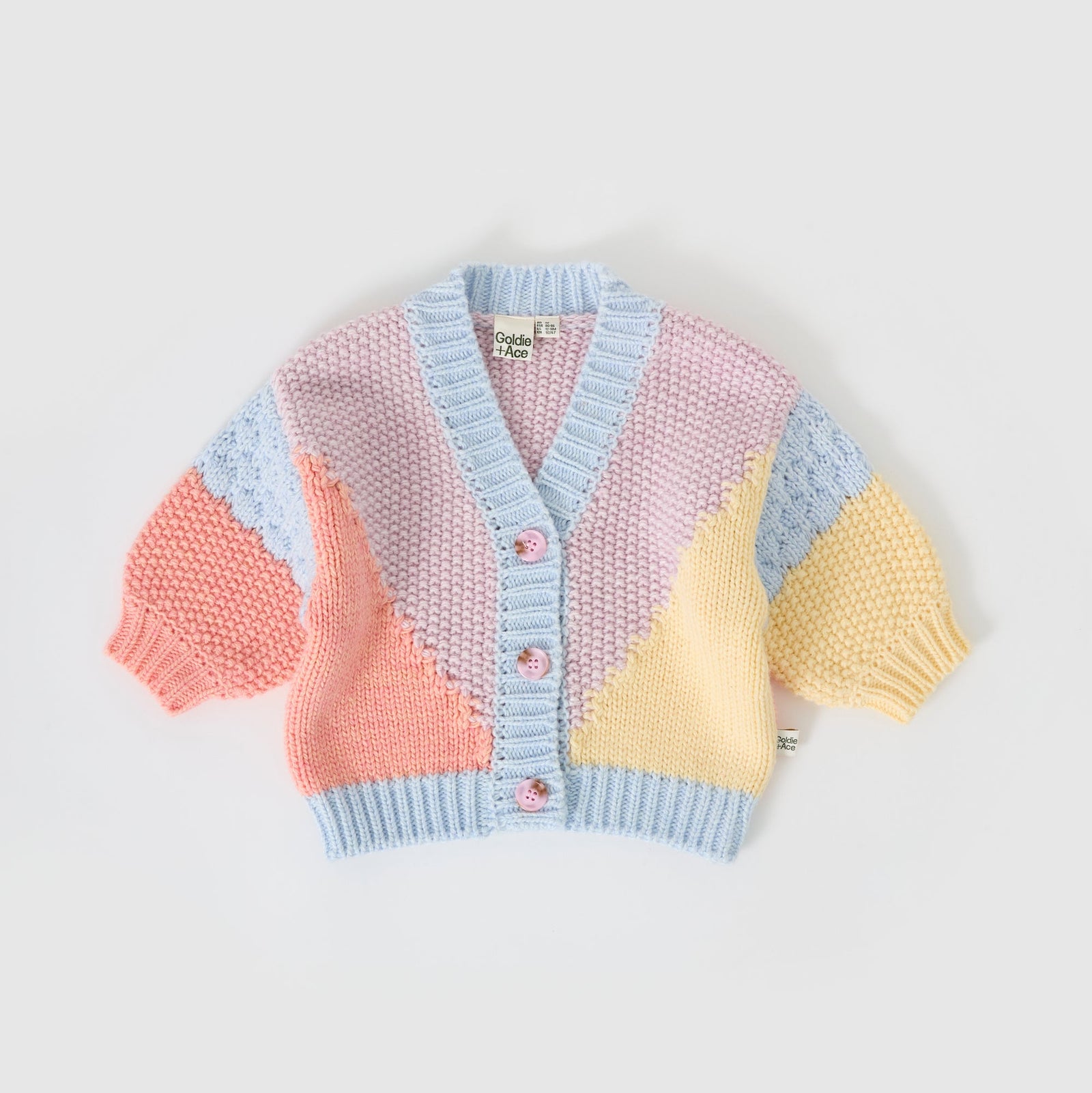 Colour Block Knit Cardigan (Blue/Pink)
