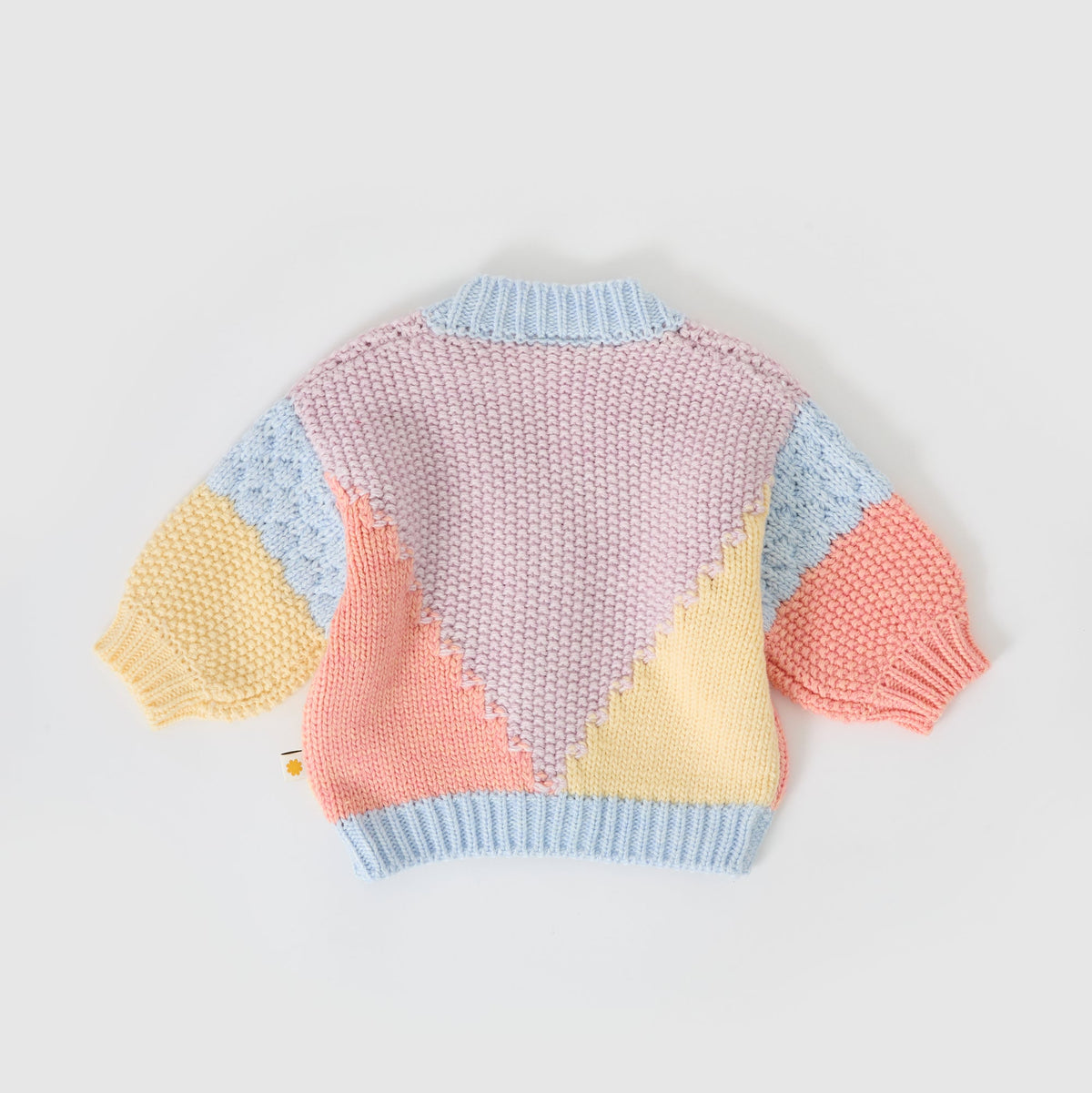 Colour Block Knit Cardigan (Blue/Pink)