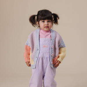 Colour Block Knit Cardigan (Blue/Pink)