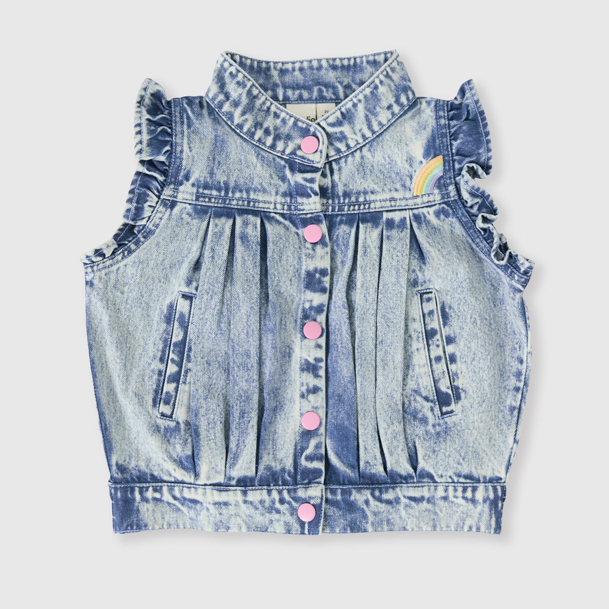 Elodie Embroidered Denim Vest