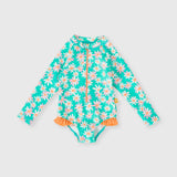 Daisy Patch Long Sleeve Frill Swimsuit