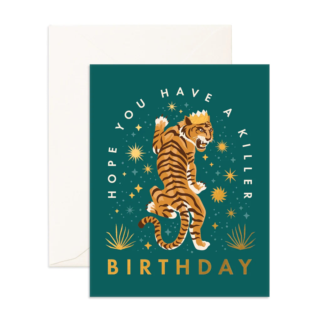 Killer Birthday Tiger Greeting Card